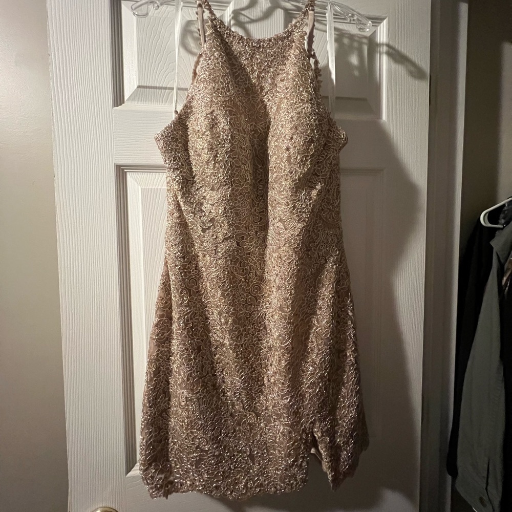 Sherri Hill Short Dress ROSE GOLD style 20135 size 16! Never worn $300